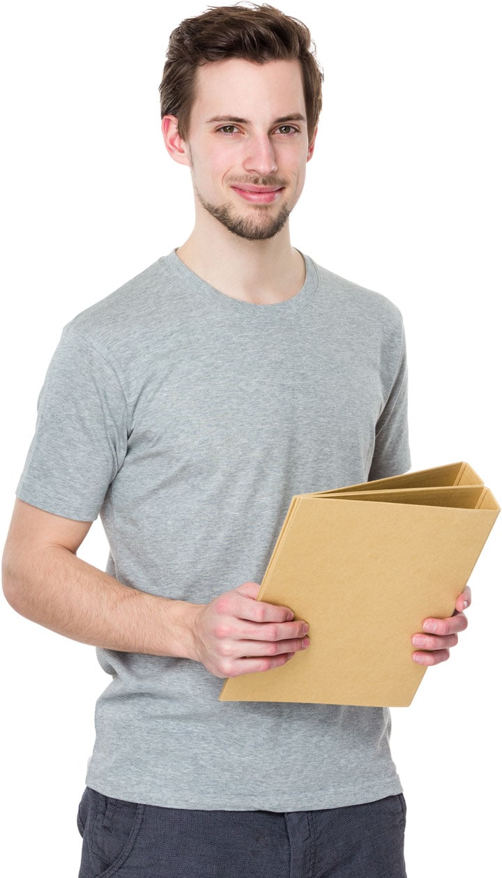 A person holding a book of records